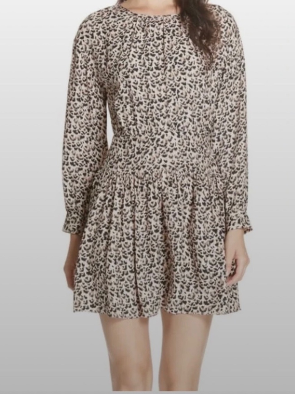Rebecca Taylor 100% Silk Leopard Print Long Sleeve Mini Dress - Size 8